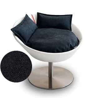 Mobilier ultra design pour chat, Cosmo un lit parfait cuir de buffle blanc coussin velours gris foncé - kasibe