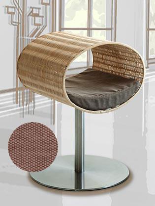 Niche pour chat design en rotin, Rondo, un arbre à chat très sophistiqué coussin coton bun moyen - kasibe