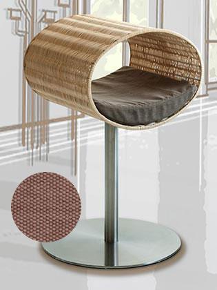 Niche pour chat design en rotin, Rondo, un arbre à chat très sophistiqué coussin coton brun moyen - kasibe
