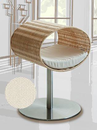 Niche pour chat design en rotin, Rondo, un arbre à chat très sophistiqué coussin coton crème - kasibe