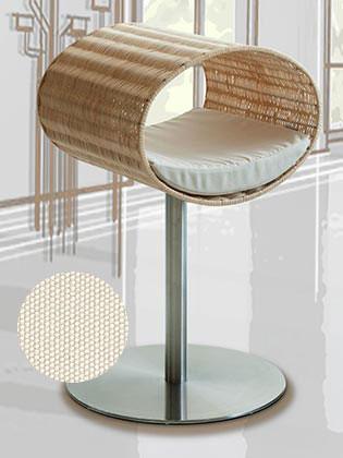 Niche pour chat design en rotin, Rondo, un arbre à chat très sophistiqué coussin coton crème - kasibe