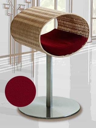 Niche pour chat design en rotin, Rondo, un arbre à chat très sophistiqué coussin polaire rouge - kasibe