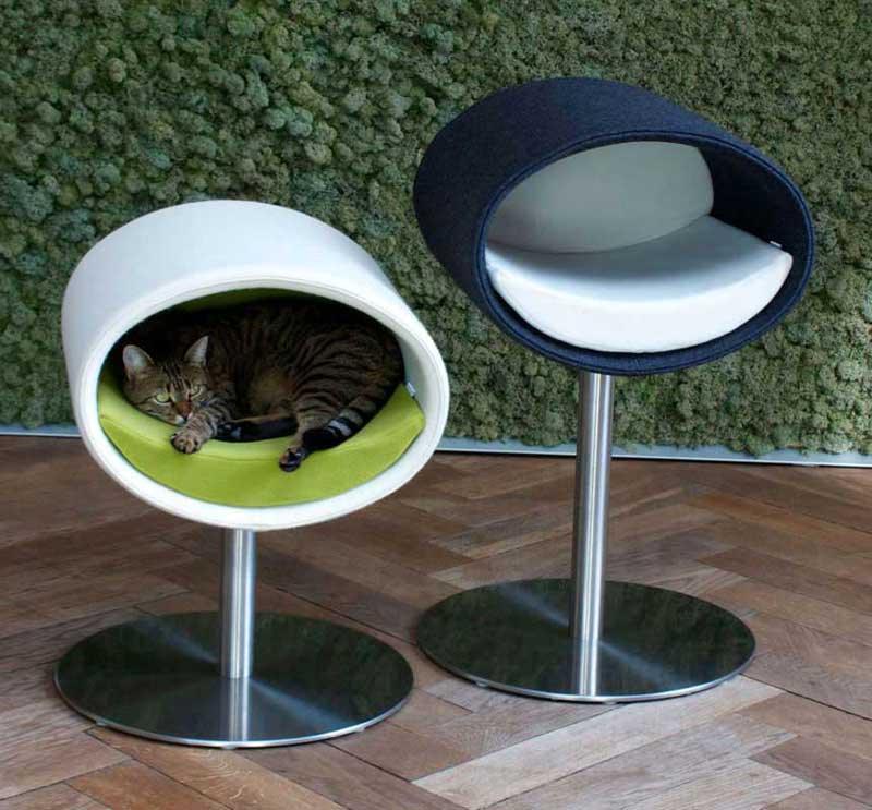 Niche pour chat design en rotin, Rondo, un arbre à chat très sophistiqué - kasibe