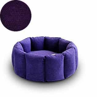 Bloom, un panier apaisant pour votre chat tout en velours aubergine coussin aubergine - kasibe