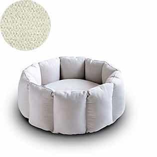 Bloom, un panier apaisant pour votre chat tout en velours crème coussin crème - kasibe