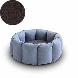 Bloom, un panier apaisant pour votre chat tout en velours gris clair coussin marron - kasibe