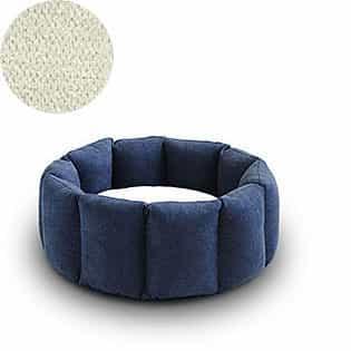 Bloom, un panier apaisant pour votre chat tout en velours gris foncé coussin crème - kasibe