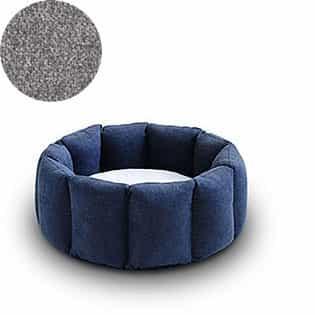 Bloom, un panier apaisant pour votre chat tout en velours gris foncé coussin gris clair - kasibe