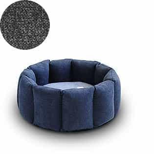Bloom, un panier apaisant pour votre chat tout en velours gris foncé coussin gris moyen - kasibe