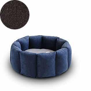 Bloom, un panier apaisant pour votre chat tout en velours gris foncé coussin marron - kasibe