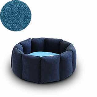 Bloom, un panier apaisant pour votre chat tout en velours gris foncé coussin pétrole - kasibe