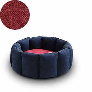 Bloom, un panier apaisant pour votre chat tout en velours gris foncé coussin rouge - kasibe