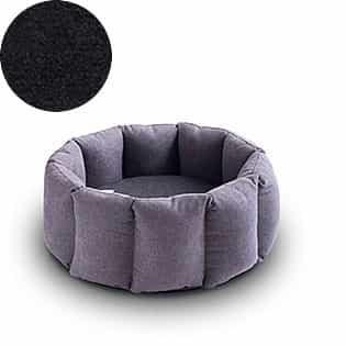 Bloom, un panier apaisant pour votre chat tout en velours gris moyen coussin gris foncé - kasibe