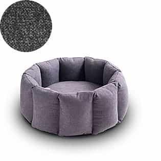 Bloom, un panier apaisant pour votre chat tout en velours gris moyen coussin gris moyen - kasibe