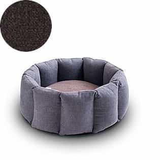 Bloom, un panier apaisant pour votre chat tout en velours gris moyen coussin marron - kasibe