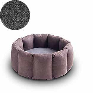 Bloom, un panier apaisant pour votre chat tout en velours marron coussin gris moyen - kasibe