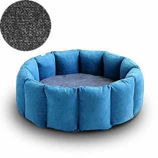 Bloom, un panier apaisant pour votre chat tout en velours pétrole coussin gris moyen - kasibe