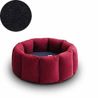 Bloom, un panier apaisant pour votre chat tout en velours rouge coussin gris foncé - kasibe