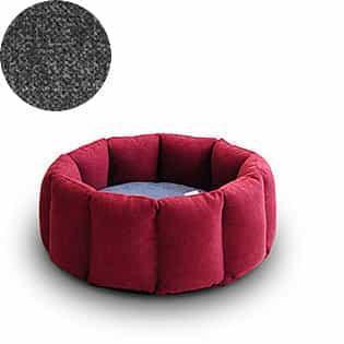 Bloom, un panier apaisant pour votre chat tout en velours rouge coussin gris moyen - kasibe