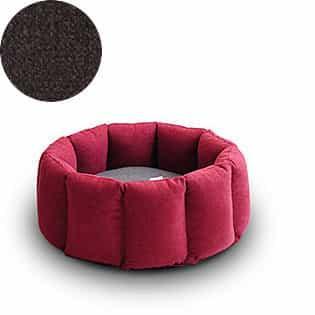 Bloom, un panier apaisant pour votre chat tout en velours rouge coussin marron - kasibe