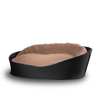Arena, un panier pour chat très luxe anthracite coussin coton brun moyen - kasibe