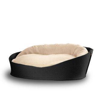 Arena, un panier pour chat très luxe anthracite coussin coton crème - kasibe