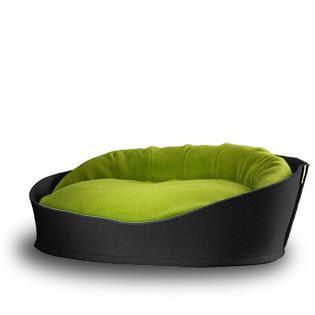 Arena, un panier pour chat très luxe anthracite coussin polaire vert - kasibe