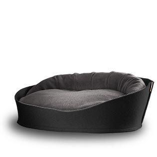 Arena, un panier pour chat très luxe anthracite coussin velours gris moyen - kasibe