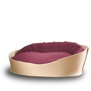 Arena, un panier pour chat très luxe crème coussin coton bordeaux - kasibe