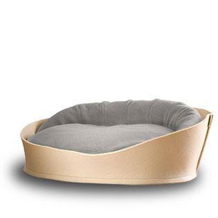 Arena, un panier pour chat très luxe crème coussin coton gris clair - kasibe