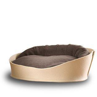 Arena, un panier pour chat très luxe crème coussin coton marron foncé - kasibe