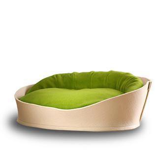Arena, un panier pour chat très luxe crème coussin polaire vert - kasibe
