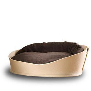 Arena, un panier pour chat très luxe crème coussin velours marron - kasibe
