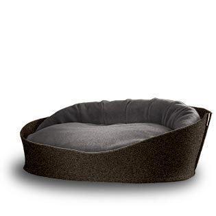 Arena, un panier pour chat très luxe marron coussin polaire gris moyen - kasibe