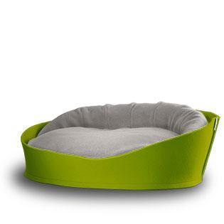 Arena, un panier pour chat très luxe vert coussin coton gris clair - kasibe