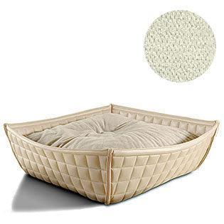 Bowl, un panier pour chat moderne en cuir crème coussin velours crème - kasibe