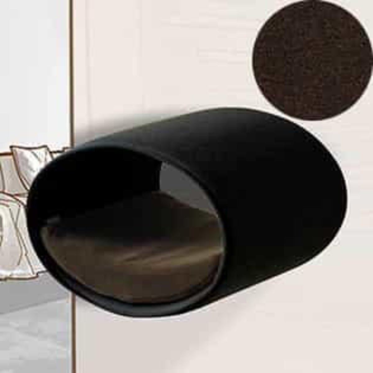 Panier mural pour chat, Rondo un support d'escalade en feutre anthracite polaire marron foncé - kasibe