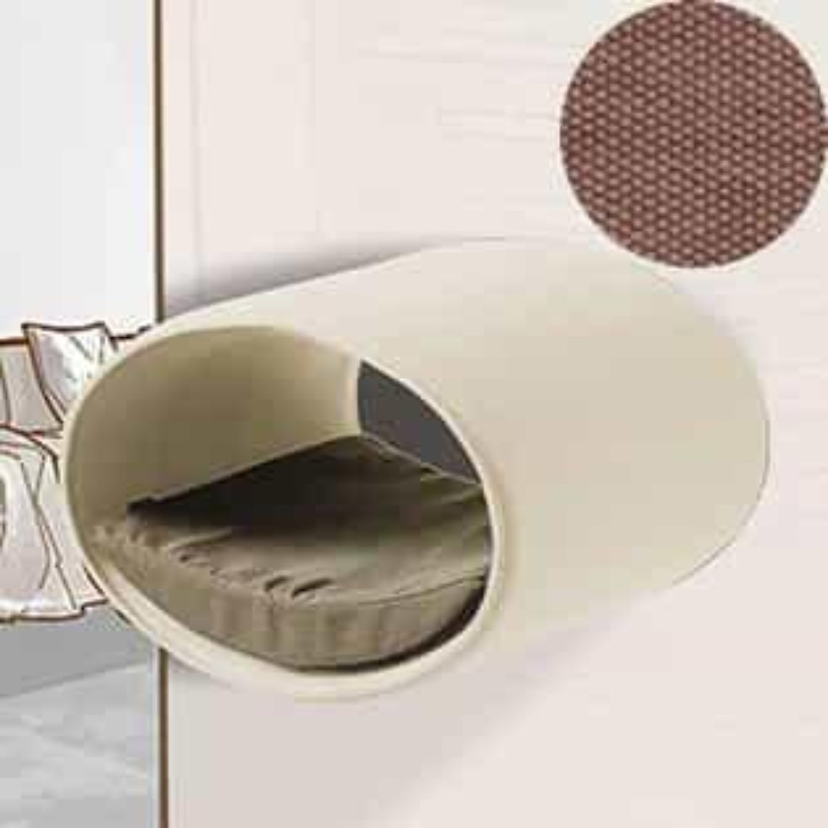 Panier mural pour chat, Rondo un support d'escalade en feutre crème coton brun moyen - kasibe