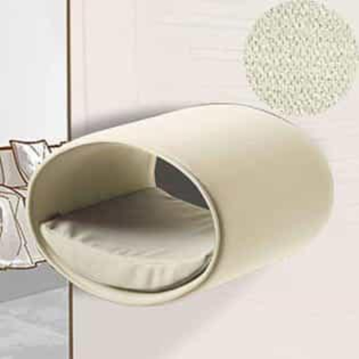 Panier mural pour chat, Rondo un support d'escalade en feutre crème velours crème - kasibe