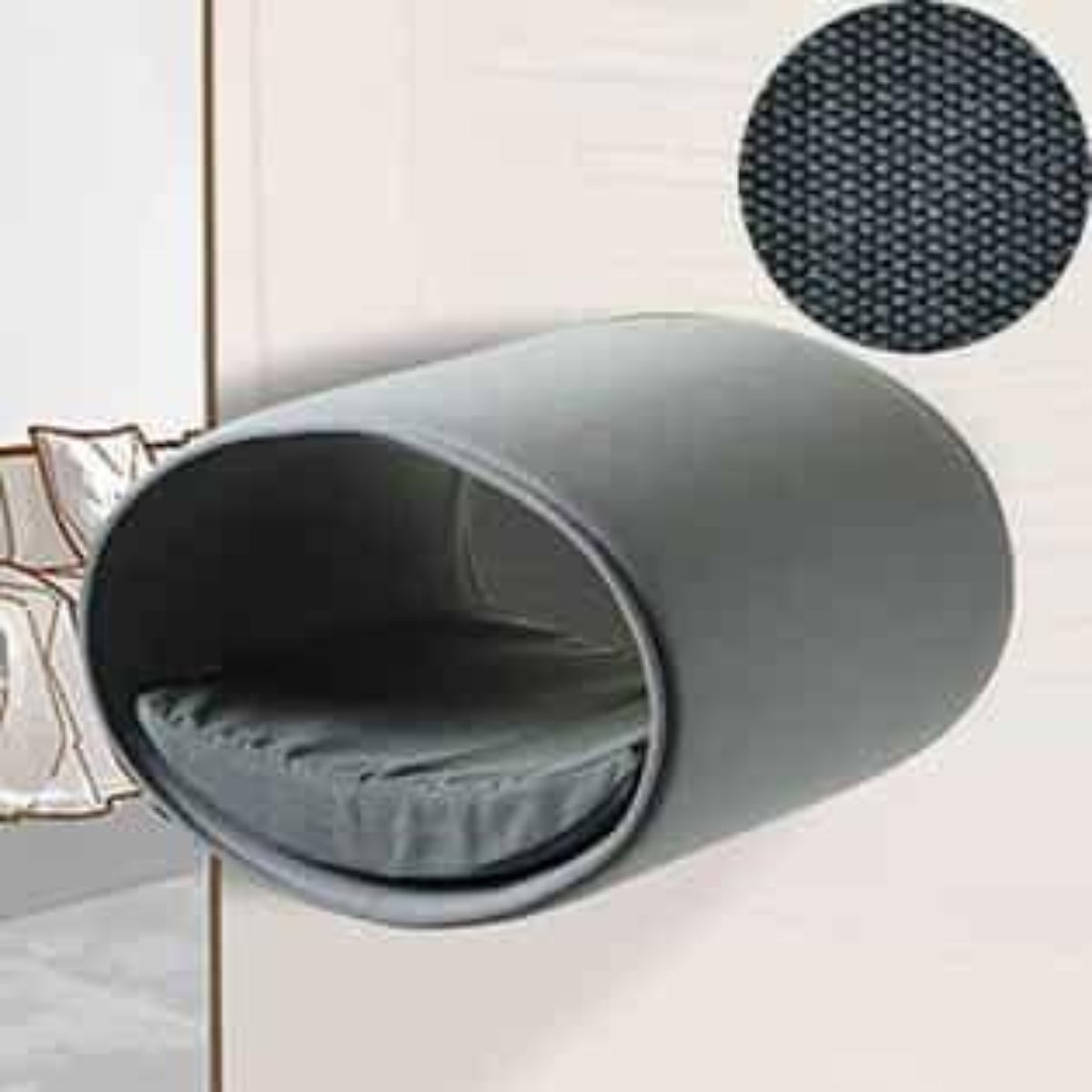 Panier mural pour chat, Rondo un support d'escalade en feutre gris clair coton gris moyen- kasibe