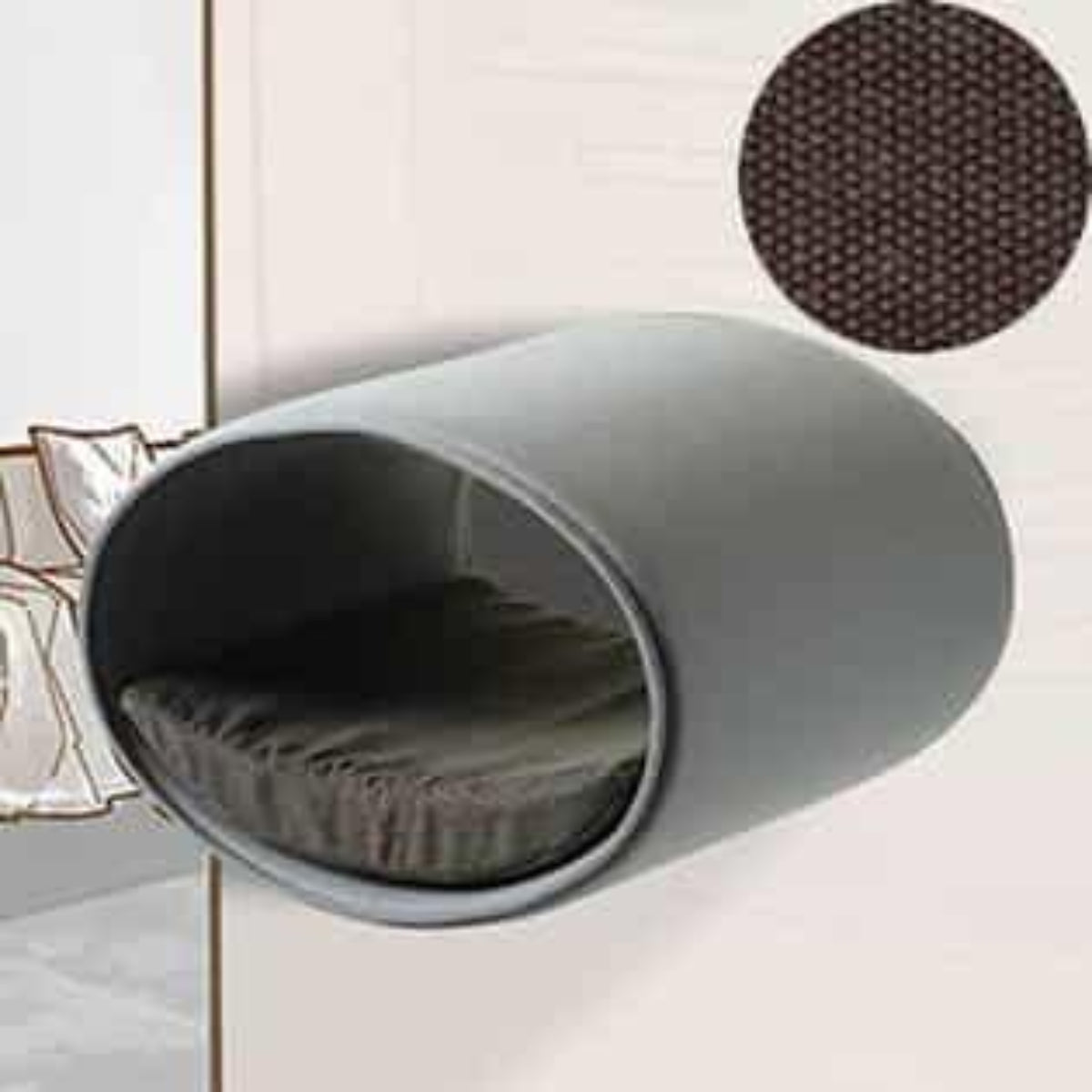 Panier mural pour chat, Rondo un support d'escalade en feutre gris clair coton marron foncé - kasibe