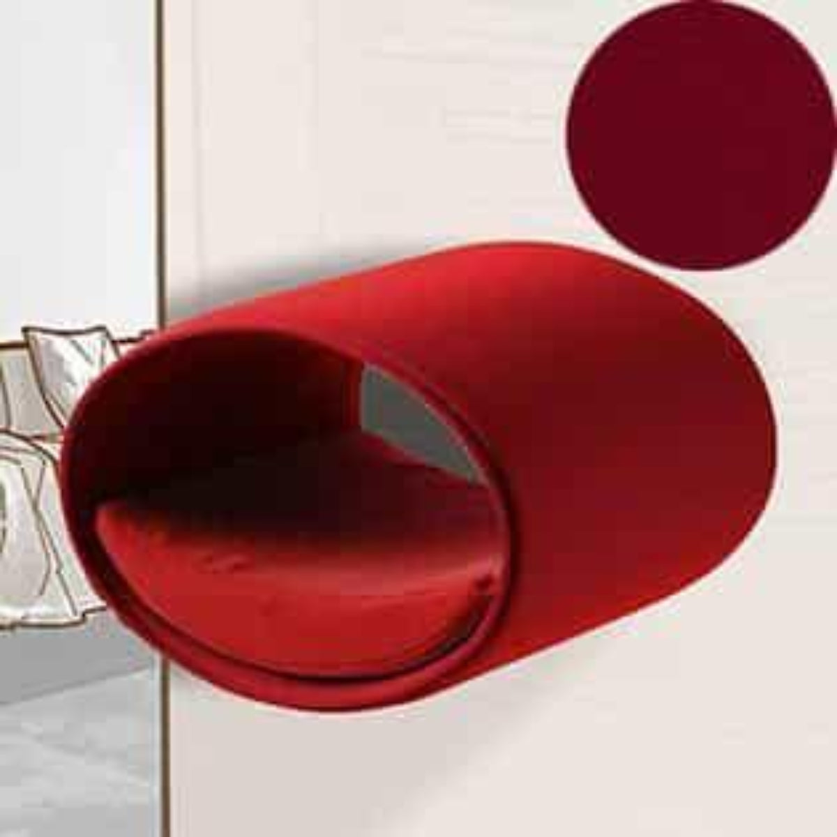 Panier mural pour chat, Rondo un support d'escalade en feutre rouge polaire rouge- kasibe