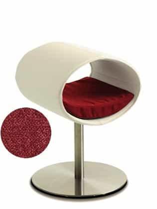 Rondo, un perchoir pour chat design en cuir blanc coussin rouge longueur courte - kasibe