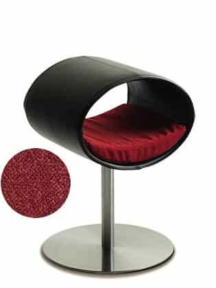 Rondo, un perchoir pour chat design en cuir noir coussin rouge longueur courte - kasibe