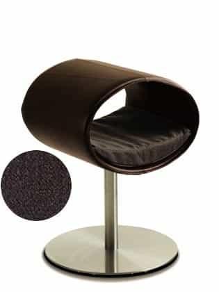 Rondo, un perchoir pour chat design en simili cuir marron coussin marron foncé longueur courte - kasibe