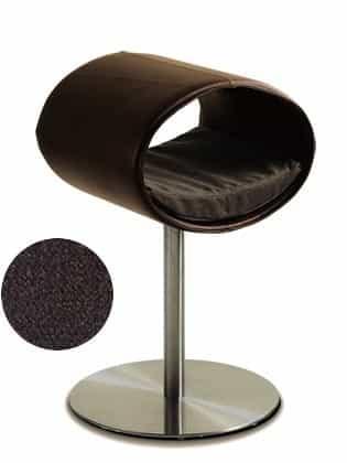 Rondo, un perchoir pour chat design en simili cuir marron coussin marron foncé longueur longue - kasibe