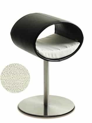 Rondo, un perchoir pour chat design en simili cuir noir coussin crème longueur longue - kasibe