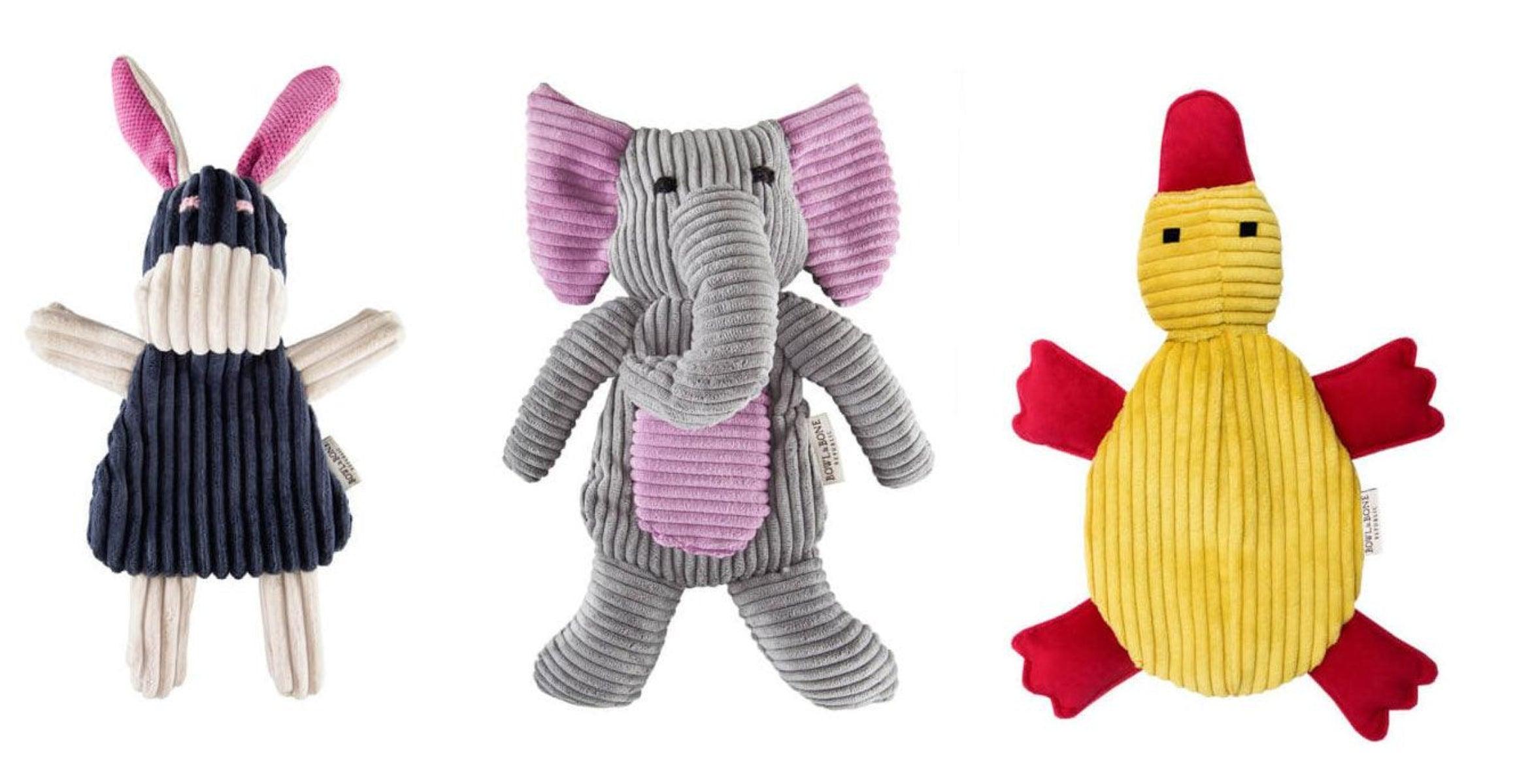 Doudou pour chien en tissu en forme d'animaux (lot de 3) - Kasibe