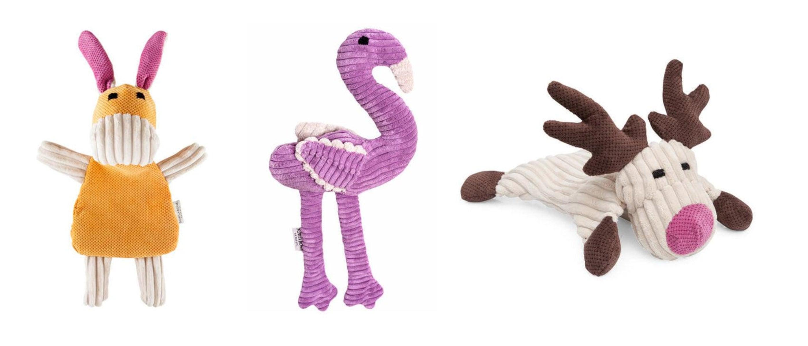 Doudou pour chien en tissu en forme d'animaux (lot de 3) - Kasibe