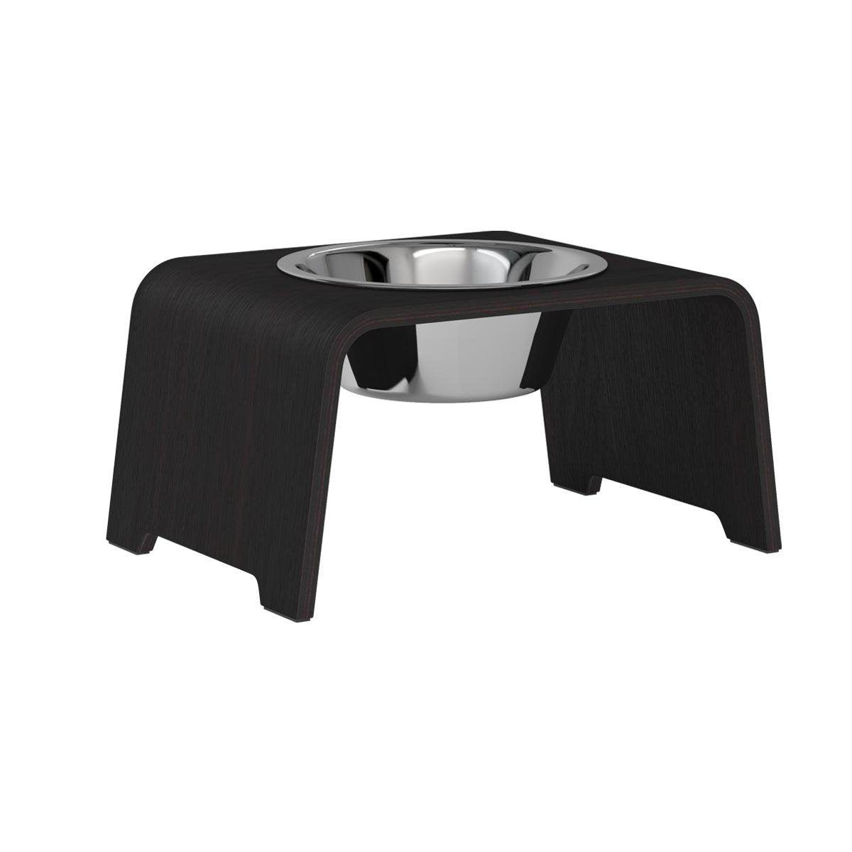 Gamelle design pour chien en bois dogBar single taille m chêne foncé bol acier - kasibe